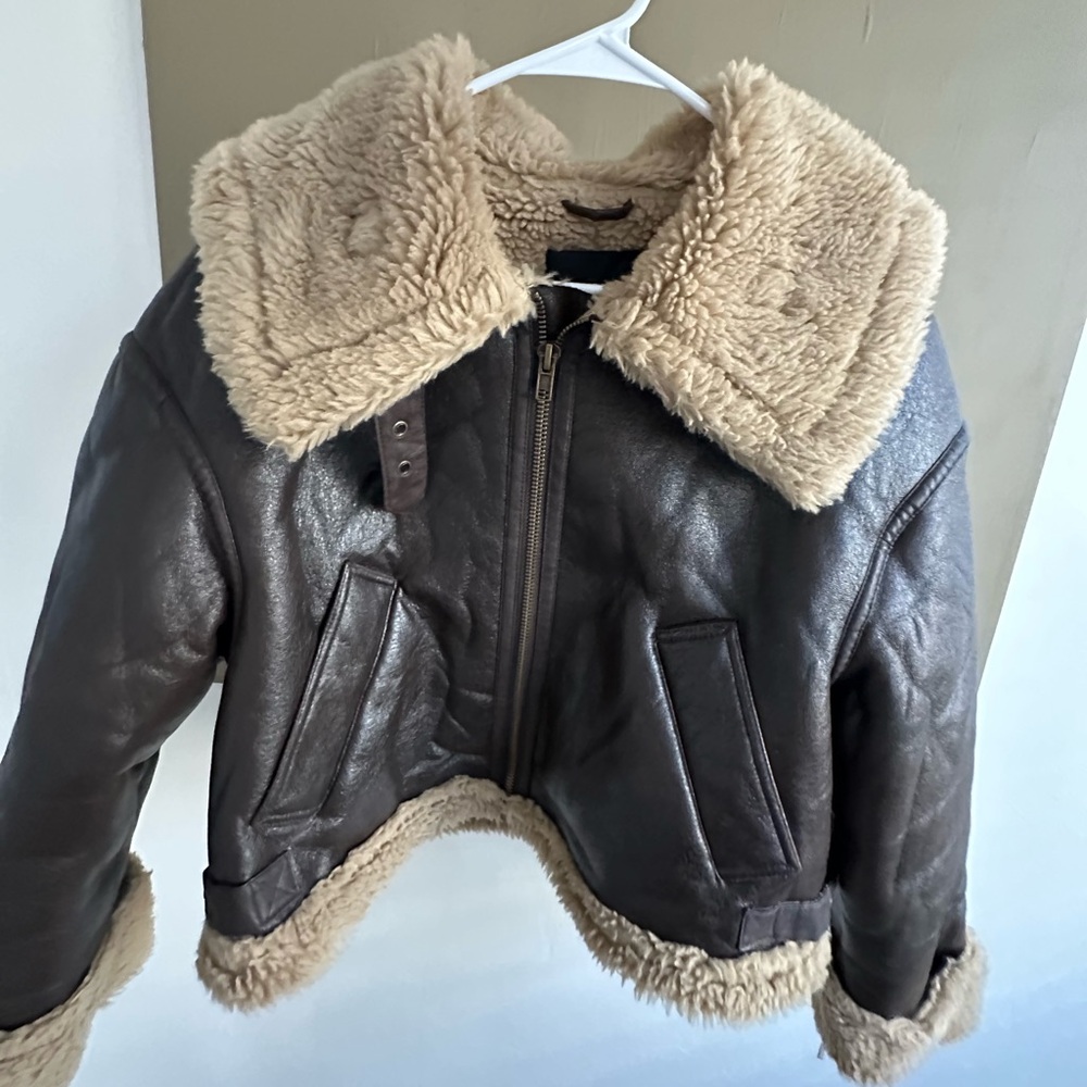 Zara Leather Jacket with Fur